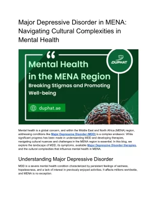 MDD in MENA_ Navigating Cultural Complexities in Mental Health
