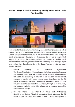 Golden Triangle of India A Fascinating Journey Awaits Here's Why You Should Go