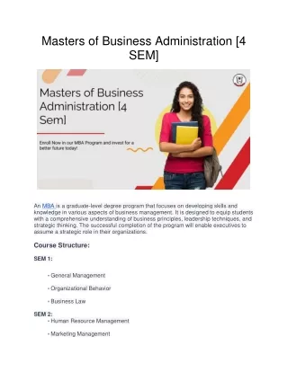 Masters of Business Administration [4 Sem] pdf.