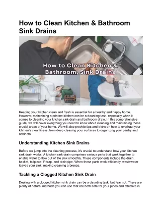 How to Clean Kitchen & Bathroom Sink Drains