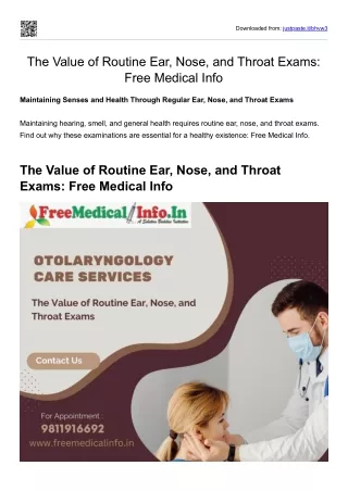 The Value of Routine Ear, Nose, and Throat Exams Free