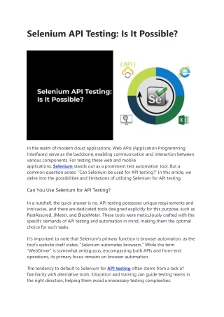 Selenium API Testing