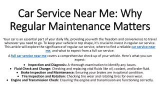 Car Service Near Me Why Regular Maintenance Matters