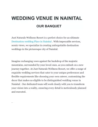 Destination wedding Place in Nainital