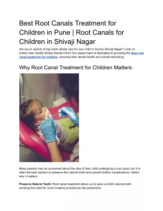 Best Root Canals Treatment for Children in Pune _ Root Canals for Children in Shivaji Nagar