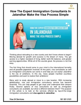 How the Expert Immigration Consultants in Jalandhar Makes the Visa Process Simple