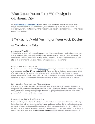 2023 - What Not to Put on Your Web Design in Oklahoma City