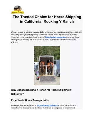 The Trusted Choice for Horse Shipping in California_ Rocking Y Ranch