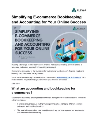 Simplifying E-commerce Bookkeeping and Accounting for Your Online Success