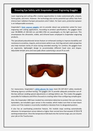 Ensuring Eye Safety with Snapmaker Laser Engraving Goggles