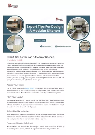 Expert Tips For Design A Modular Kitchen