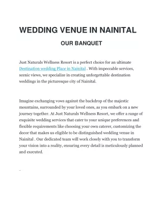 Destination wedding Place in Nainital