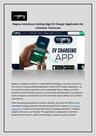 EV Charger Application - Regeny