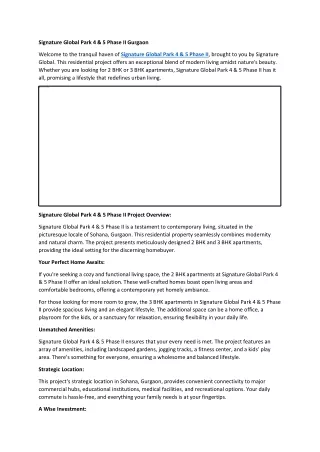 Signature Global Park 4 and 5 Gurgaon