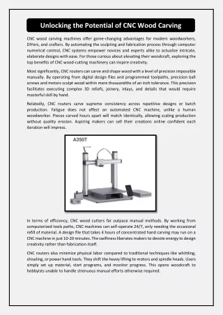 Unlocking the Potential of CNC Wood Carving
