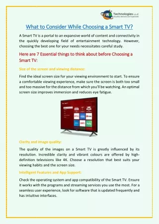 What to Consider While Choosing a Smart TV?