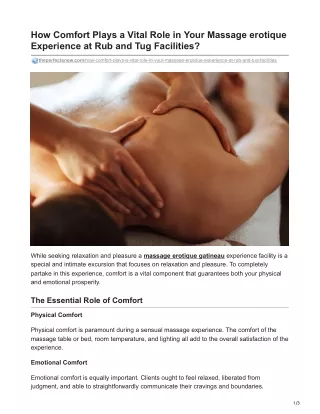 How Comfort Plays a Vital Role in Your Massage erotique Experience at Rub and Tug Facilities (1)