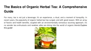 The Basics of Organic Herbal Tea_ A Comprehensive Guide