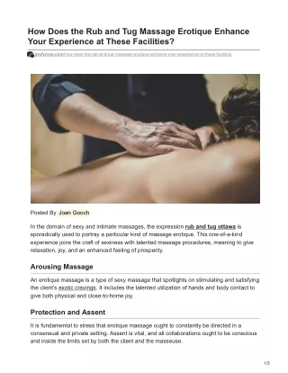 How Does the Rub and Tug Massage Erotique Enhance Your Experience at These Facilities