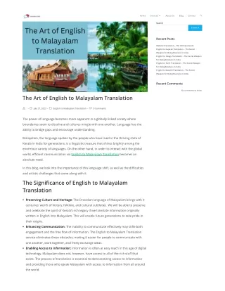 The Art of English to Malayalam Translation