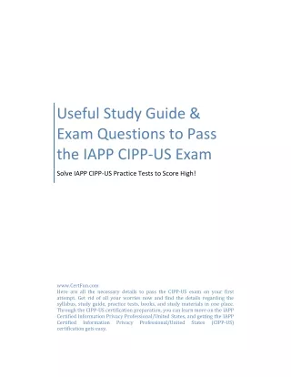 Useful Study Guide & Exam Questions to Pass the IAPP CIPP-US Exam