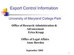 Export Control Information