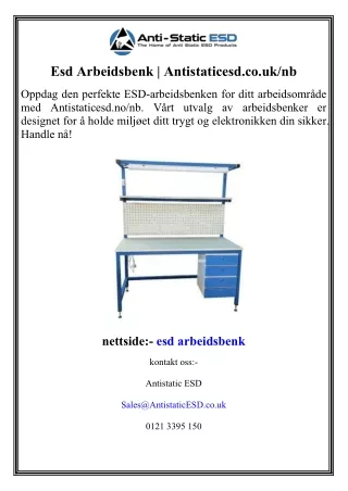 Esd Arbeidsbenk  Antistaticesd.co.uk nb