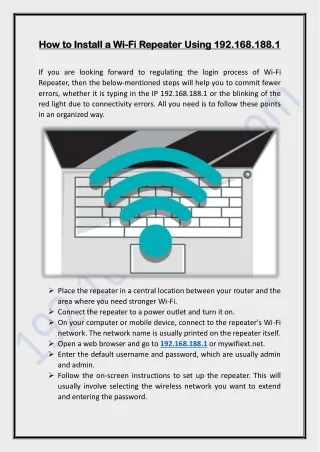 How to Install a Wi-Fi Repeater Using 192.168.188.1