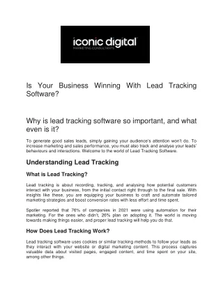 Is Your Business Winning With Lead Tracking Software? - Iconic Digital