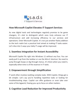 How Microsoft Copilot Elevates IT Support Services - SADS