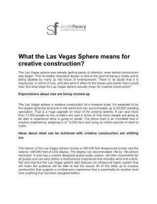 What the Las Vegas Sphere means for creative construction - Scott Fleary