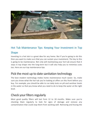 Hot Tub Maintenance Tips Keeping Your Investment in Top Shape - The Hot Tub and Swim Spa Company