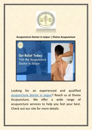 Acupuncture Doctor in Jaipur | Divine Acupuncture