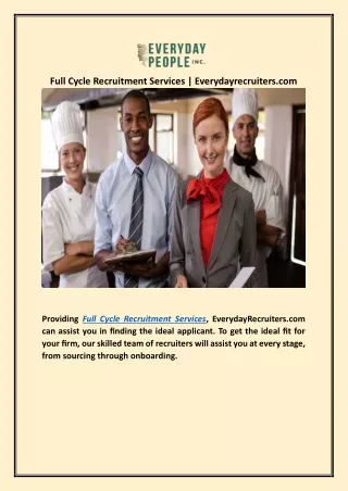 Full Cycle Recruitment Services | Everydayrecruiters.com