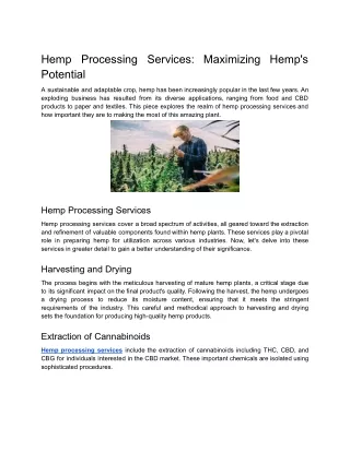 Hemp Processing Services_ Maximizing Hemp's Potential