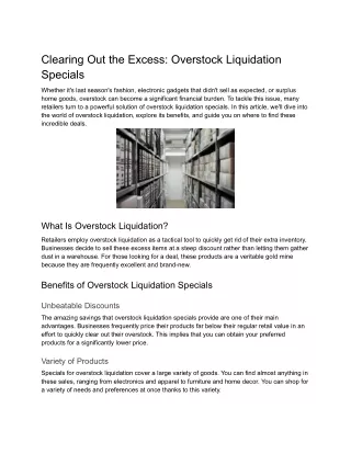 Clearing Out the Excess_ Overstock Liquidation Specials