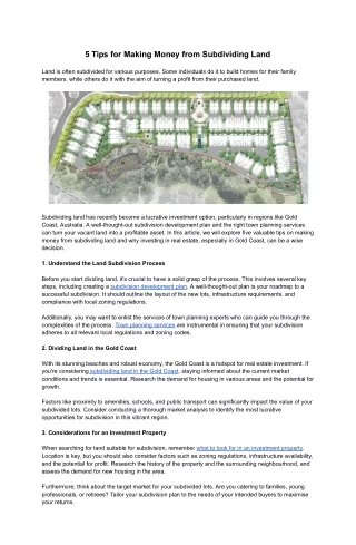 5 Tips for Making Money from Subdividing Land