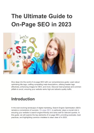 The Ultimate Guide to On-Page SEO in 2023