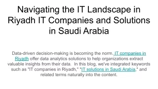 Navigating the IT Landscape in Riyadh IT Companies and Solutions in Saudi Arabia