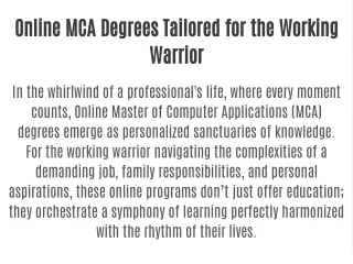 Online MCA Degrees Tailored for the Working Warrior