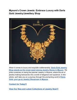 Mysore's Crown Jewels_ Embrace Luxury with Darla Gold Jewelry_Jewellery Shop