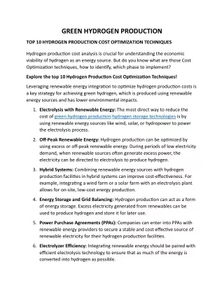 green hydrogen production