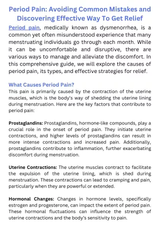Period Pain Avoiding Common Mistakes and Discovering Effective Way To Get Relief