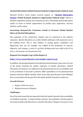 Alcohol Ethoxylates Market  Global Demand Analysis & Opportu