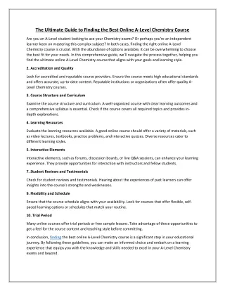 The Ultimate Guide to Finding the Best Online A-Level Chemistry Course