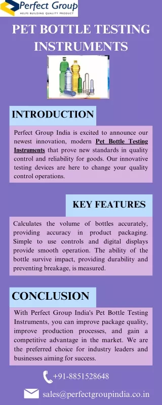 Pet bottle testing instruments | Perfect Group India