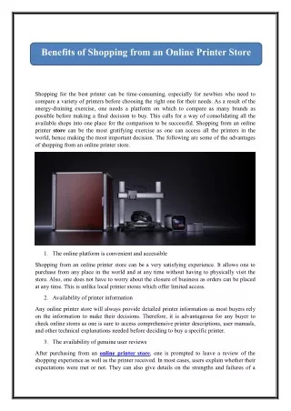 Benefits of Shopping from an Online Printer Store