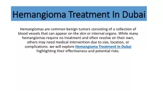 Hemangioma Treatment In Dubai
