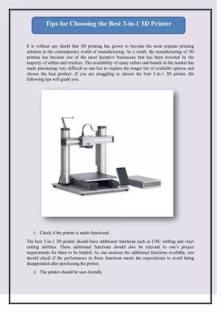 Tips for Choosing the Best 3-in-1 3D Printer
