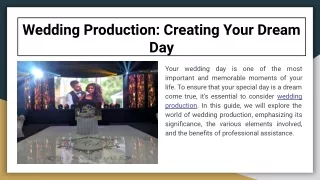 Wedding Production